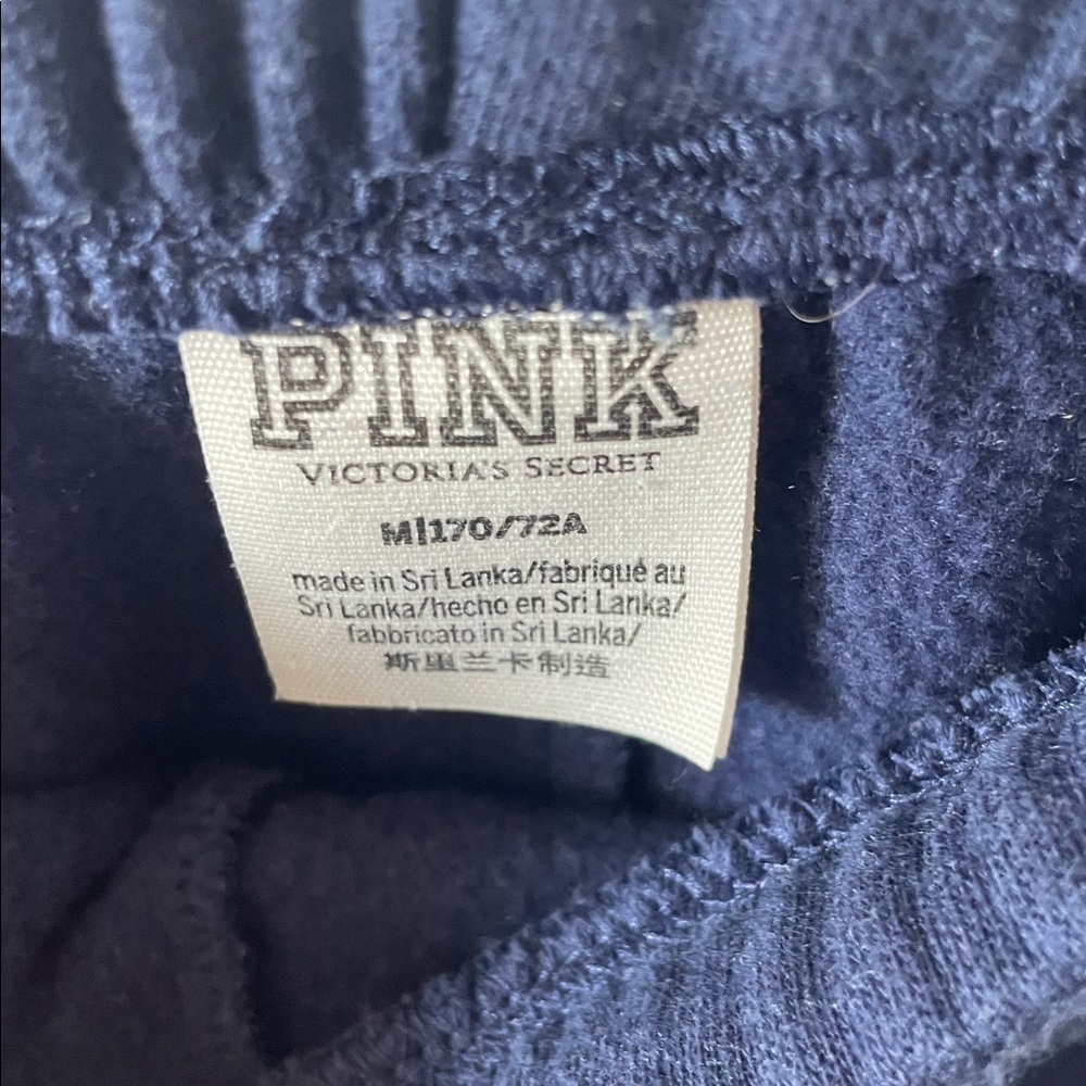 PINK Victoria’s Secret Women’s Navy Blue Cozy Drawstring Shorts Raw Hemline - M - Picture 2 of 6
